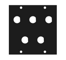 MIDDLE ATLANTIC PRODUCTS  1/2BNC5   UCP Series UCP Module, Five 1/2 Inch BNC Punchout, 3.39 Inch Width x 0.125 Inch Depth x 3.49 Inch Height, Aluminum, Black Brushed and Anodized