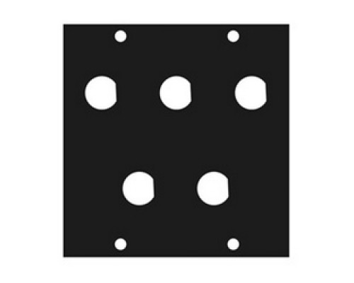 MIDDLE ATLANTIC PRODUCTS  1/2BNC5   UCP Series UCP Module, Five 1/2 Inch BNC Punchout, 3.39 Inch Width x 0.125 Inch Depth x 3.49 Inch Height, Aluminum, Black Brushed and Anodized