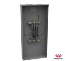 MILBANK MFG CO  U4667-XT-9526   Meter Socket, Bolt-In Bypass, Single Position, 7 Terminal, Ringless, 600 VAC, Twin Large Closing Plates, Steel