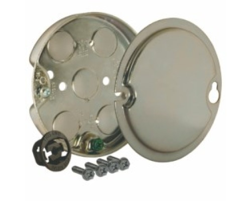 HUBBELL PREMISE WIRING  295-1   4 In. Round Ceiling Fan Pan - Drawn with Conduit 1/2 KO’s, 1-1/2 In. Depth