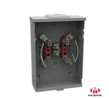 MILBANK MFG CO  U8435-XL-TG-HSP   Meter Socket, Single Position, 4 Terminal, Ringless, 125 Amp, 600 VAC, Overhead and Underground Service, Small Closing Plate, Triplex Ground, Steel