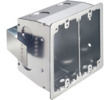 ARLINGTON INDUSTRIES  FSR404SRD   Steel 4x4 box for retrofit construction. Screw hole patterns for 4x4 and two gang devices. Color Red. 27.5 cu. in. 2 hour Fire Rating. 6 lb rating for Walls, 10lb rating for ceilings.