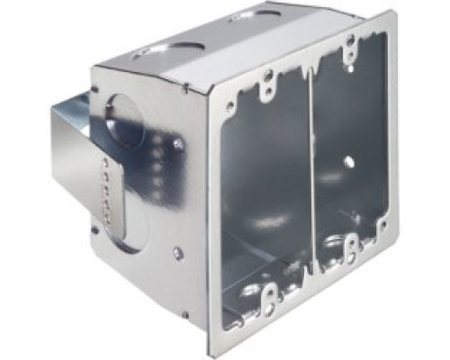 ARLINGTON INDUSTRIES  FSR404SRD   Steel 4x4 box for retrofit construction. Screw hole patterns for 4x4 and two gang devices. Color Red. 27.5 cu. in. 2 hour Fire Rating. 6 lb rating for Walls, 10lb rating for ceilings.