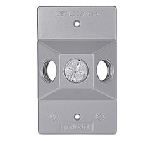 THOMAS & BETTS  S201E   1-Hole Rectangular Lampholder Cover, 1/2 Inch, Silver