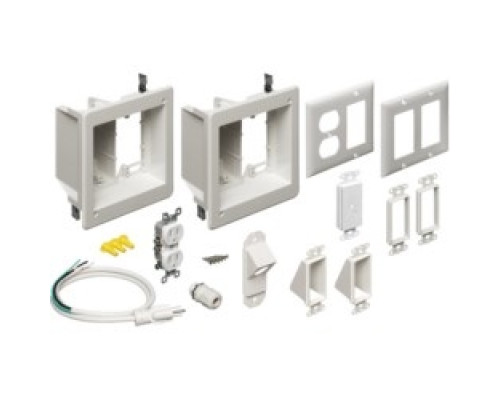 ARLINGTON INDUSTRIES TVBR2505K  TV BRIDGE KIT. Kit includes 2 recessed power and low voltage power boxes and all the connections you need to bridge power from one stud bay to the next.