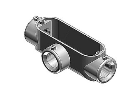 THOMAS & BETTS  BT-6   Set Screw Die Cast Aluminum Conduit Body, T-Style, 2 inch, For Use with EMT Conduit.