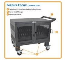 TRIPP LITE  CSHANDLEKIT2   Mobile Cart Conversion Kit with Handle, Casters and Power Cord Manager for 16-Device AC and USB Charging Stations