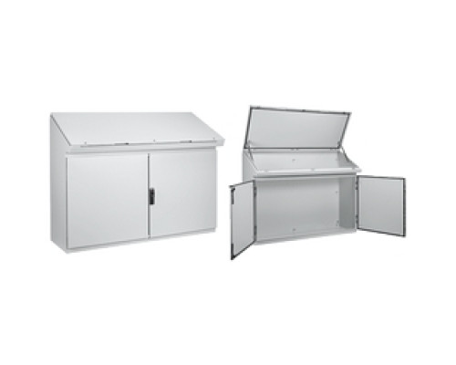 HOFFMAN ENCLOSURES INC  PGLD12135DC   Desk Console, 2 Dr, Single Access, Size/Dims: 1200x1300x500mm, Material/Finish: Steel/LtGray