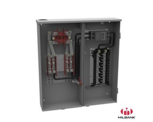 MILBANK MFG CO  U224MTBPL   Meter Socket, Main And Load Center, 4 Terminal, Ring Type, 200 Ampere Main Fuse Pull Out Switch, Twin Small Closing Plates