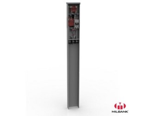MILBANK MFG CO  MPAP-200-MB-78   Meter Socket, Single Pedestal, 4 Terminal, Ring Type, Plain Top, 200 Amp Main Breaker, Direct Burial, Parallel Wired