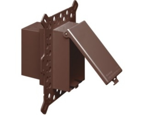 ARLINGTON INDUSTRIES  DBVM1BR   Low Profile Inbox for new construction for stucco, textured and rigid siding. Vertical with weatherproof while in use. Extra Duty brown cover.