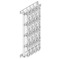 B-LINE SB7200404BFB  Wall Rack Mounted Cross-Connect Frame, 4 Rows and 4 Columns Block Spaces, 1073mm 42 1/4in H, 481mm 19in W, 25 Mounting Sapaces Required, 24 Lbs 10.9 Kg , Black Powder Coat Finish