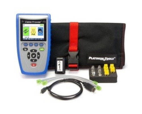 PLATINUM TOOLS INC TCB300  Cable Tester, Includes Data/Coax Remote Set, Network/Tel Testing and ID Remote, F Female Adapter, 2 No Fault Cable, Micro USB Cable, Hanging Pouch, Quick Start Guide