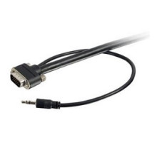 C2G  CG50225  CG50225  VGA Audio/Video Cable, Male/Male, 3.5 MM Stereo Pigtail, 6’ Length, CMG Rated, Black