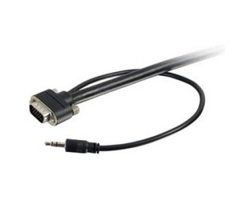 C2G  CG50225  CG50225  VGA Audio/Video Cable, Male/Male, 3.5 MM Stereo Pigtail, 6’ Length, CMG Rated, Black