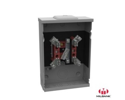 MILBANK MFG CO  U5929-XL-INS   Meter Socket, Solar Friendly, 4 Terminal, Ring Type, 100 Amp, Overhead or Underground Service, Small Closing Plate