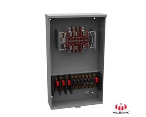 MILBANK MFG CO  UAPC4512-O-TS0325   Meter Socket, Transformer Rated, 13 Terminal, Ringless, 20 Amp, Plain Top, Test Switch Included, TUV Aluminum Painted