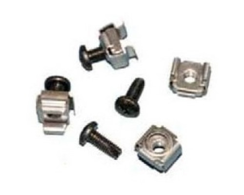 GREAT LAKES DATA RACKS  HDW-105-50   M6 Cage Nuts w/ Screws, 12mm Screw Length, Package of 50