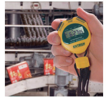 EXTECH INSTRUMENTS CORPORATION  365510   Stopwatch/Clock, Water Resistant, LCD Display, Wake/Snooze Alarm, Calendar Display, 12 Or 24 Clock Display, Yellow