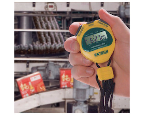 EXTECH INSTRUMENTS CORPORATION  365510   Stopwatch/Clock, Water Resistant, LCD Display, Wake/Snooze Alarm, Calendar Display, 12 Or 24 Clock Display, Yellow