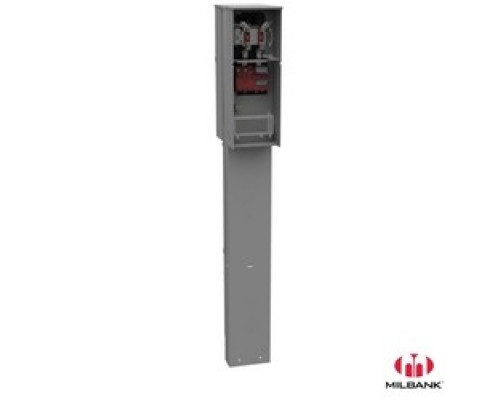 MILBANK MFG CO  U5137-O-FMG   Meter Main, Load Center, Double Pedestal, 4 Terminal, Ringless, Plain Top, Horn Bypass, Double Power Head, 2 Breaker Provision