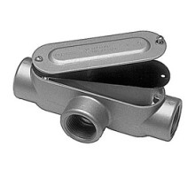 THOMAS & BETTS  DAT-10-CG   Threaded D-Pak Die Cast Aluminum Conduit Body, T-Style, Cover & Gasket, 4 inch, For use with Rigid/IMC Conduit.