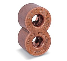 THOMAS & BETTS  GR12-40250TP   Figure Eight Compression Ground Rod Tap Connector for 1/2 inch Galvanized Ground Rod, Copper, Tin-Plated, Cable Range 3/0 AWG - 250 kcmil