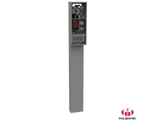 MILBANK MFG CO  U5240-O-200S   Meter Main, Single Pedestal, 4 Terminal, Ring Type, 1-200 Amp Main Breaker, Plain Top, Direct Burial