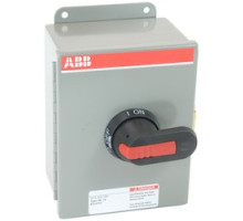 ABB  EOT30U3M3-P      3 pole, 30 amps rated at 600 V AC, UL 98, enclosed non-fusible disconnect switch in a UL/NEMA 3R/12 enclosure