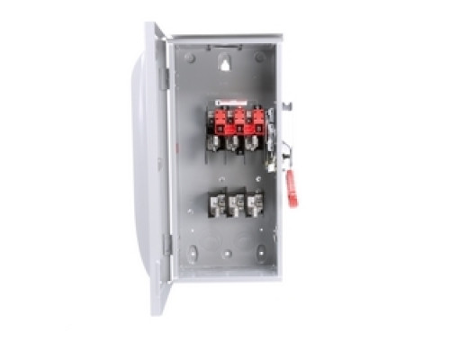 SIEMENS  US2:HF363R      Safety Switch, Fusible, Single Throw, Heavy Duty, 480/600 Volt AC, 250 Volt DC, 100A, 30 HP at 3 Phase, 3 Wire, 3 Pole, 304 Stainless Steel, NEMA 3R, For Outdoor