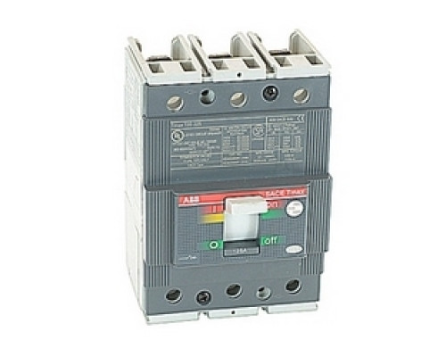 ABB  T3S125TW      3 pole, 125 amps rated at 480V AC and 500V DC, Tmax molded case circuit breaker with a thermal magnetic trip device and 35kA at 480V AC interrupt current rating