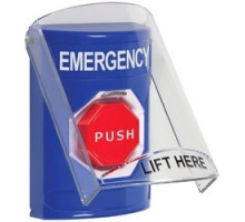 SAFETY TECHNOLOGY INTL SS2422EM-EN        Pushbutton Switch, Multi-Purpose, Flush/Surface Cover, Shield, Key-To-Reset Illuminated Switch Configuration, Emergency Legend, English Language, Blue