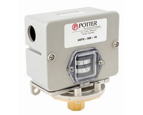 POTTER ELECTRIC  1370010  ADPS-300-1B      Deadband Pressure Switch, Adjustable, 15 Ampere at 125 Volt AC, 8 Ampere at 250 Volt AC, 25 to 300 PSIG, Forged Brass, Aluminum Die-Cast Base, Polymer Enclosure