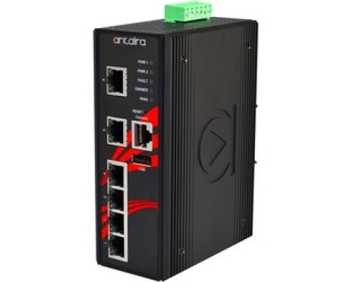 ANTAIRA TECHNOLOGIES LLC LMP-0600-T-V2   6-Port Industrial PoE+ Managed Ethernet Switches, with 4 10/100Tx 30W/Port + 2 10/100Tx; EOT: -40-75C, 48-55VDC - Version 2 hardware