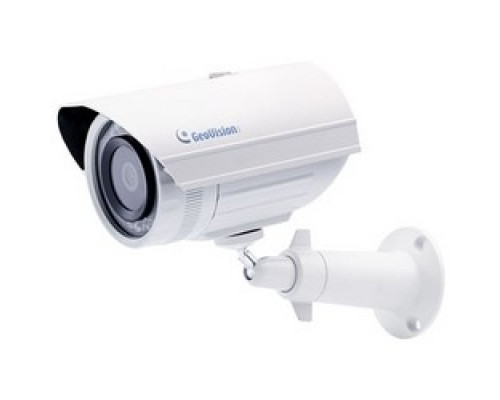 GEOVISION  84-EBL1100-2120      IP Camera, Target, WDR, Day/Night, Outdoor, H.264/MJPEG, 1280 x 720 Resolution, F1.8 Fixed 6 MM Lens, 12 Volt DC 7.8 Watt, PoE