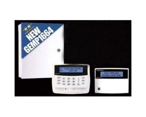 NAPCO  GEM-P1664      Zone Control Panel, Hardwire/Wireless, Expandable, 2 RF Receiver, 4-Partition, 8 to 64 Zone, 16.5 to 18 Volt AC, With Plug-In AC Transformer