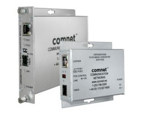 COMNET COMMUNICATION NETWORKS  CNFE2MCPOE/C      Ethernet Media Converter, Comfit, 10/100 Mbps, 24 Volt DC, With PoE and Conformally Coated Circuit Board