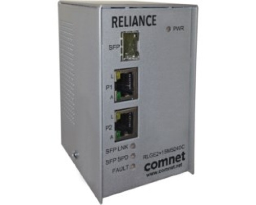 COMNET COMMUNICATION NETWORKS  RLGE2+1SMS24DC      Self-Managed Ethernet Switch, Electrical Substation, 3-Port, 10/100/1000 Mbps, 1 SFP FX + 2TX, DIN-Rail/Panel Mount, 12 to 24 Volt DC, 4.3