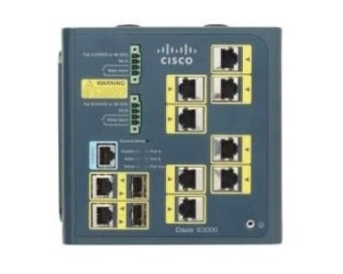 CISCO  IE-3000-8TC      Industrial Ethernet Switch, Managed, DIN-Rail Mount, 8 X 10/100 Port, 2 Dual Purpose Uplink, 18 To 60 Volt DC, 128 MB DRAM, 6