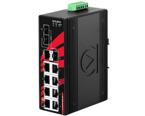 ANTAIRA TECHNOLOGIES LLC LNP-1204G-10G-SFP-24   12-Port Industrial Gigabit PoE+ Unmanaged Ethernet Switch, with 810/100/1000Tx 30W/Port , 21G SFP Slots, and 210G SFP+ Slots; 1255VDC Power Input