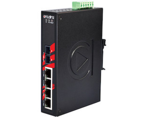 ANTAIRA TECHNOLOGIES LLC LNP-0501-M   5-Port Industrial PoE+ Unmanaged Ethernet Switch w/4x10/100TX 30W/Port + 1 100Fx Multimode 2Km