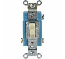 COOPER WIRING DEVICES  1203V      AC Quiet Toggle Switches, 3-way, 15A/120/277V, auto grounding, back & side wire, ivory
