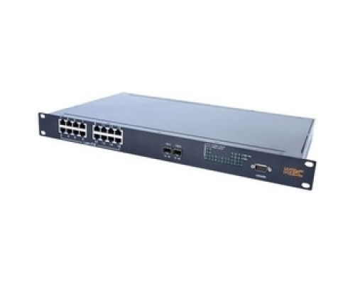 KBC NETWORKS  ESMGS16-P2-RA      Managed Industrial Ethernet Switch, 16-Port, 1U Rack Mount, 100 to 240 Volt AC at 50/60 Hertz, 19