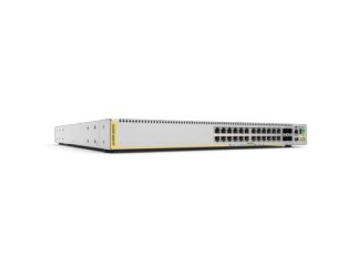 ALLIED TELESIS AT-X510DP-28GTX   24 Port 10/100/1000T Gigabit Stackable Gigabit ToR Switch with 4 SFP+ Dual Hot-Swappable PSU bay. PSU ordered separately with a choice of AC or DC and standard or reverse air flow