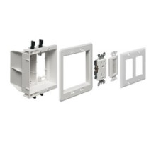 ARLINGTON INDUSTRIES TVBU505K        Plastic recessed TV BOX for power and low voltage. For new and old construction. Kit includes recessed combo box, 1 tamper resistant duplex receptacle, Arlingtons SCOOP, Arlingtons PASS THROUGH