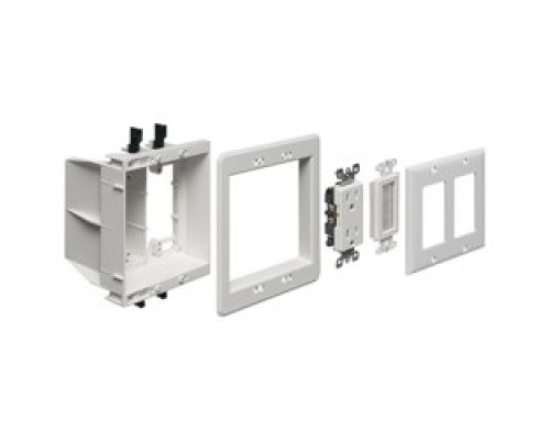 ARLINGTON INDUSTRIES TVBU505K        Plastic recessed TV BOX for power and low voltage. For new and old construction. Kit includes recessed combo box, 1 tamper resistant duplex receptacle, Arlingtons SCOOP, Arlingtons PASS THROUGH