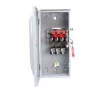 SIEMENS  HF323NR      Safety Switch, Heavy Duty, Fused, 240 Volt AC, 100A, 7-1/2 HP at 1 Phase, 15 HP at 3 Phase, 3 Pole, 3 Fuse, 4 Wire, NEMA 3R, 304 Stainless Steel, For Outdoor