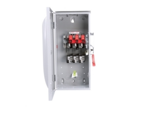 SIEMENS  HF323NR      Safety Switch, Heavy Duty, Fused, 240 Volt AC, 100A, 7-1/2 HP at 1 Phase, 15 HP at 3 Phase, 3 Pole, 3 Fuse, 4 Wire, NEMA 3R, 304 Stainless Steel, For Outdoor