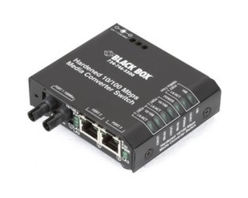 BLACK BOX NETWORK SERVICES  LBH100A-H-ST-12      Media Converter Switch, Multimode, Hardened, 3 ST Port, 10/100 Mbps, 12 Volt DC, 3