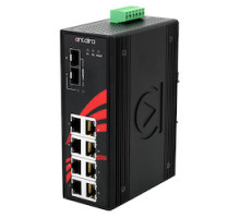 ANTAIRA TECHNOLOGIES LLC LNP-1002G-10G-SFP   10-Port Industrial 10G PoE+ Gigabit Unmangaed Ethernet Switch, w/8 10/100/1000TX PSE:30W/Port + 2 10G SFP Slots